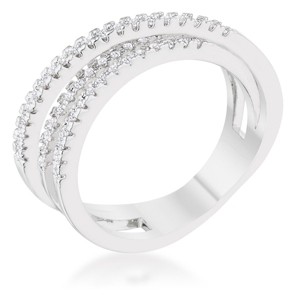 Slickblue 0.2 Ct. CZ Rhodium Trio Band Cocktail Ring, Clear Stones, Classic Women’s Jewelry, Sizes 5-10 - 1 of 4