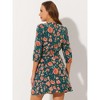 INSPIRE CHIC Women's 3/4 Sleeve Round Neck Ruffle Floral Dresses - 3 of 4