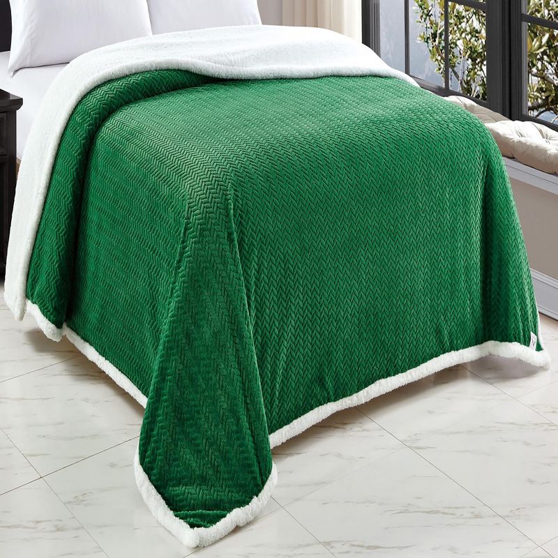 Jacquard Microplush Soft Premium Microplush Braided Blanket Green by Plazatex, 1 of 4