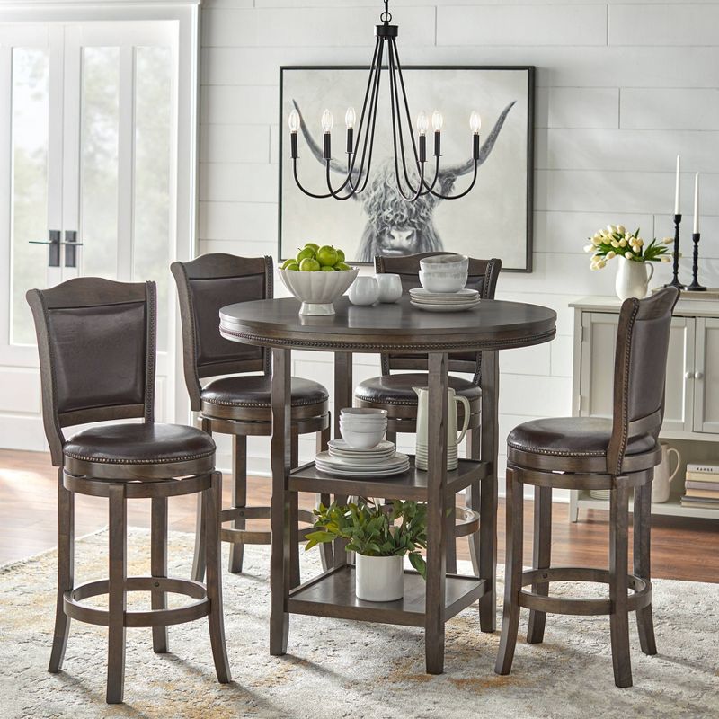 42&#34; 5pc Adam Round Pub Dining Set Brown - Buylateral, 3 of 6
