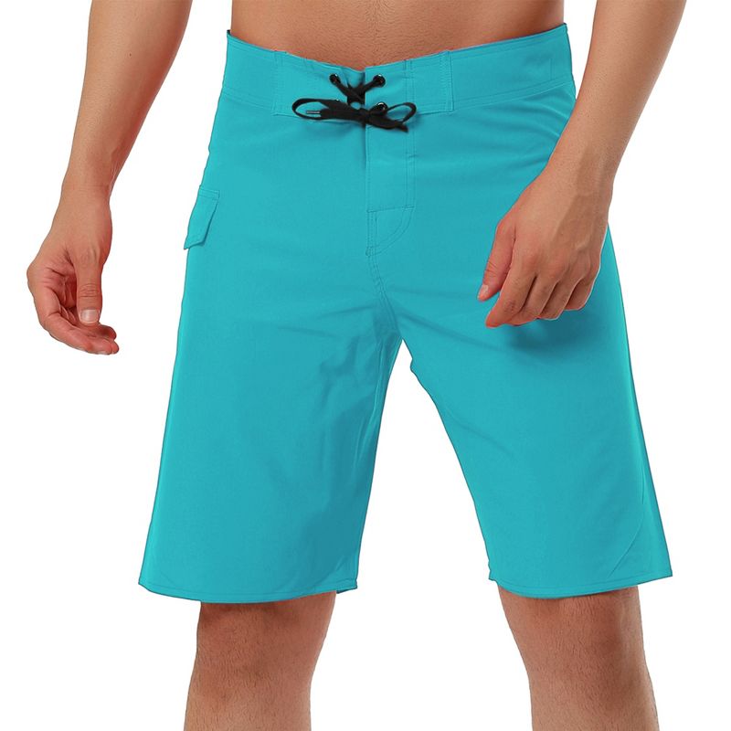 Lars Amadeus Men's Board Shorts Solid Color Elastic Waist Drawstring Beach Swimwear Shorts, 1 of 7