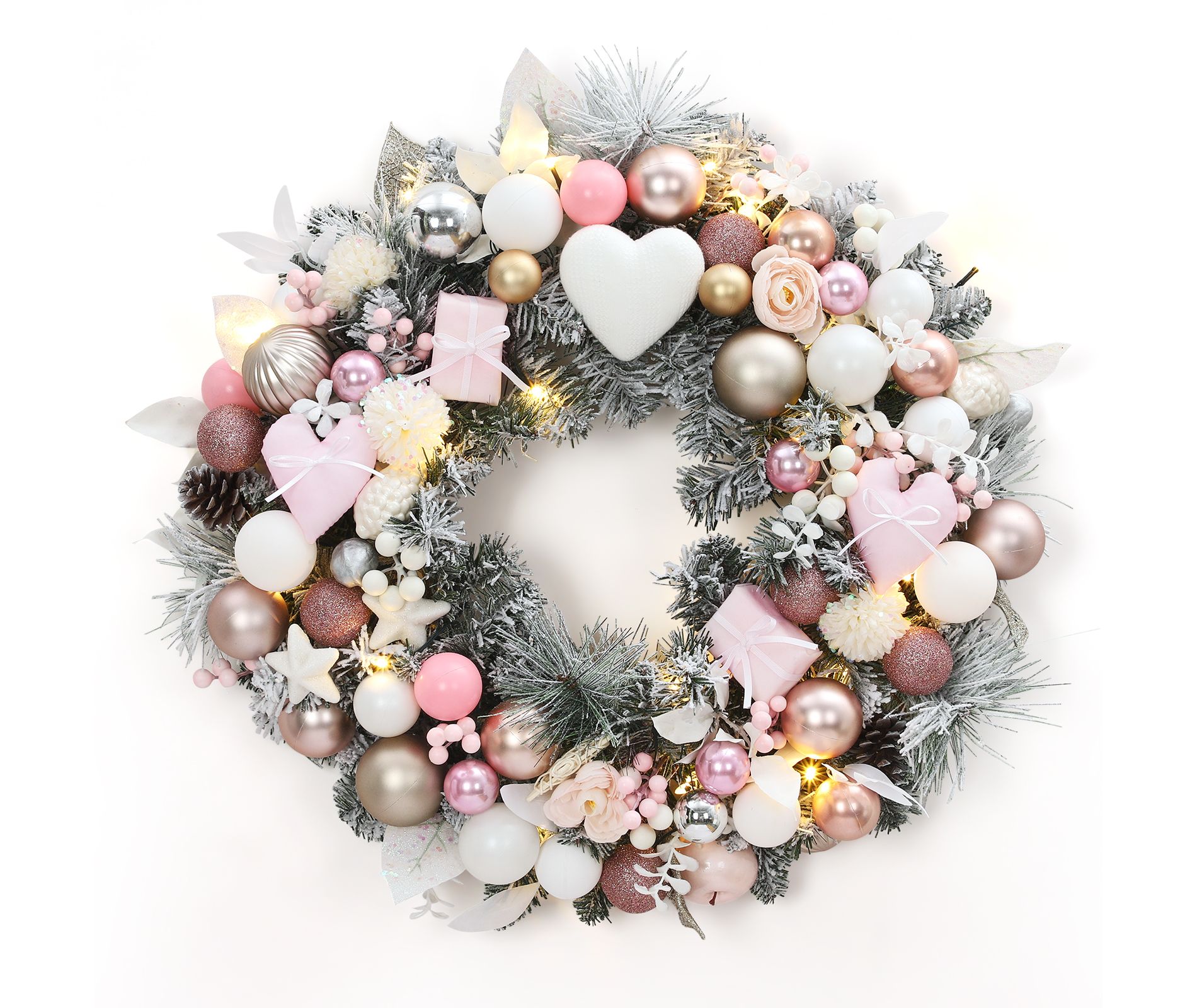 COZONY 24 Inch Battery Operated Pre-lit Christmas Wreath with 50 LED Lights