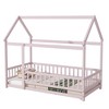 Grungis Twin Size Floor Bed for Kids with House Roof Frame,Modern Toddler Bed with Guardrails,Montessori Bed for Bedroom - 4 of 4