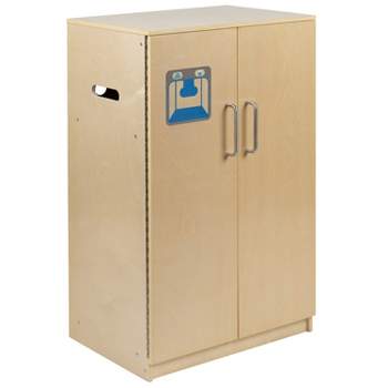 Flash Furniture Children's Wooden Kitchen Refrigerator for Commercial or Home Use - Safe, Kid Friendly Design