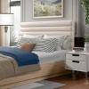 Accent Bed Frame Modern Upholstered Headboard with Wood Grain Design for Bedroom Queen - 3irtyhousy - 2 of 4