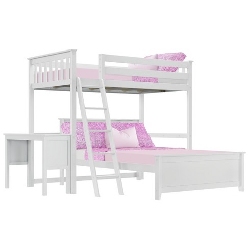 Lily L Shaped Twin Over Full Bunk Bed, Max Lily Twin High Loft Bed With Bookcase And Desk