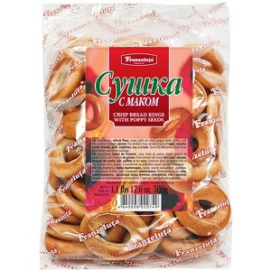 Franzeluta Crisp Bread Rings Bubliki with Poppy Seeds 500g - a delightful twist on the classic Russian snack, now adorned wit - 1 of 1