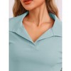 cheibear Women's Waffle Knit Long Sleeve Top and Shorts with Pockets Pajamas Sets 2 Pcs - 4 of 4