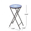 GDFStudio Erato Outdoor Ceramic Mosaic Folding Side Table, Blue, White, and Matte Brown - image 3 of 4