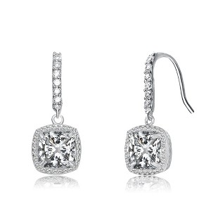 Elegant asscher-cut square cubic zirconia drop earrings for a dazzling and sophisticated look - 1 of 2