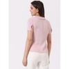 Allegra K Women's Work Office Contrast Peter Pan Collar Short Sleeve Blouse - 3 of 4