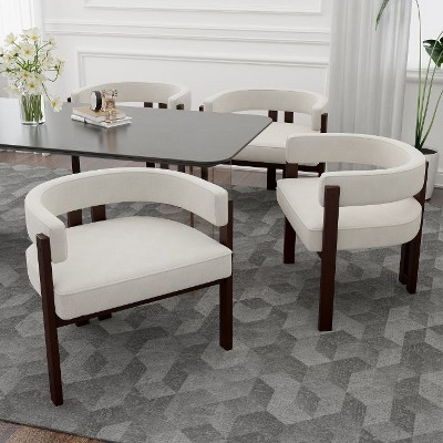 CAVINAS Teddy Upholstered Dining Chair Set of 2, 3-Leg Barrel Side Chair with Open Back, for Living Room/Bedroom/Dining Room