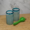 Dos Sueños Mexican Hand Blown Drinking Glasses - Aqua Spiral - 14oz - Set of 2 - 3 of 4