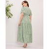 BLUEMING Plus Size Womens Dresses Floral Surplice A-Line Maxi Dress Waist Belted Floral Maxi Dress Wasit Tie Bell Sleeve Dress - 2 of 4