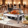 VEVOR Roll Top Chafing Dish Buffet Complete Set, 9 Qt 1 Pack Stainless Steel Chafer with 2 Half Size Pans, Rectangle Catering Warmer Server, Silver - 2 of 4