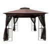 XIYUYEU 10x10 Patio Gazebo Canopy Tent With Ventilated Double Roof and Mosquito net for Lawn, Garden, Backyard and Deck, Brown - 2 of 4