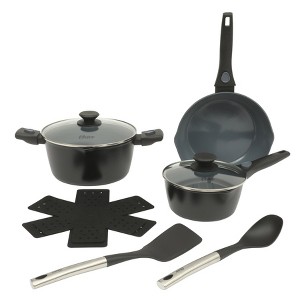 Oster SmartHandle Advance 13-Piece Grey Ceramic Nonstick Cookware Set, Detachable Handles with Utensils & Pan Protectors- Black - 1 of 4