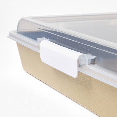 9x13 Nonstick Aluminized Steel Cake Pan Set with Lid Gold - Figmint™
