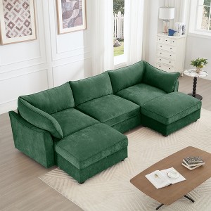 AENKYO Modern Crescent Cloud Oversized Sectional Sofa with Storage Removable Ottoman, Chenille Fabric 2-6 Seater for Living Room, Easy to Assemble - 1 of 4