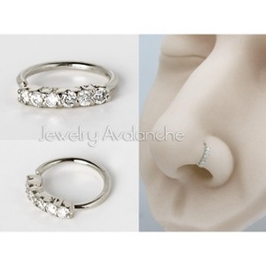 Jewelry Avalanche Unisex 20G 14K Gold Nose Hoop Ring with Diamonds, 6mm Twist-open Nose Ring - 1 of 4