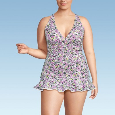 Lands' End Women's Chlorine Resistant Plunge X-Back Tankini Swimsuit Top