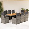 vidaXL Patio Dining Set with Cushions Outdoor Garden Furniture Poly Rattan - 74.8" Table Length Gray 8 Pieces - 2 of 4