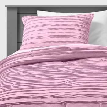 Twin Kids' Comforter Set Windowpane Velvet Pink - Pillowfort™ : Target