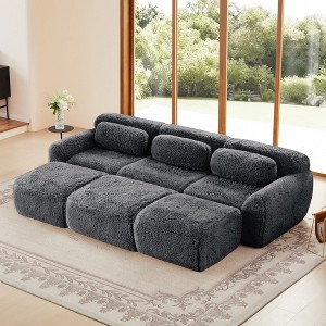 Convertible Sectional Sofas with 32D High-Density Sponge, Movable Ottoman, and Free Combination - 1 of 4