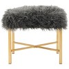 Horace Faux Sheepskin X Square Bench - Grey - Safavieh - 4 of 4