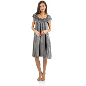 Casual Nights Women's Cap Sleeve Flower Silky Tricot Nightgown - 1 of 4