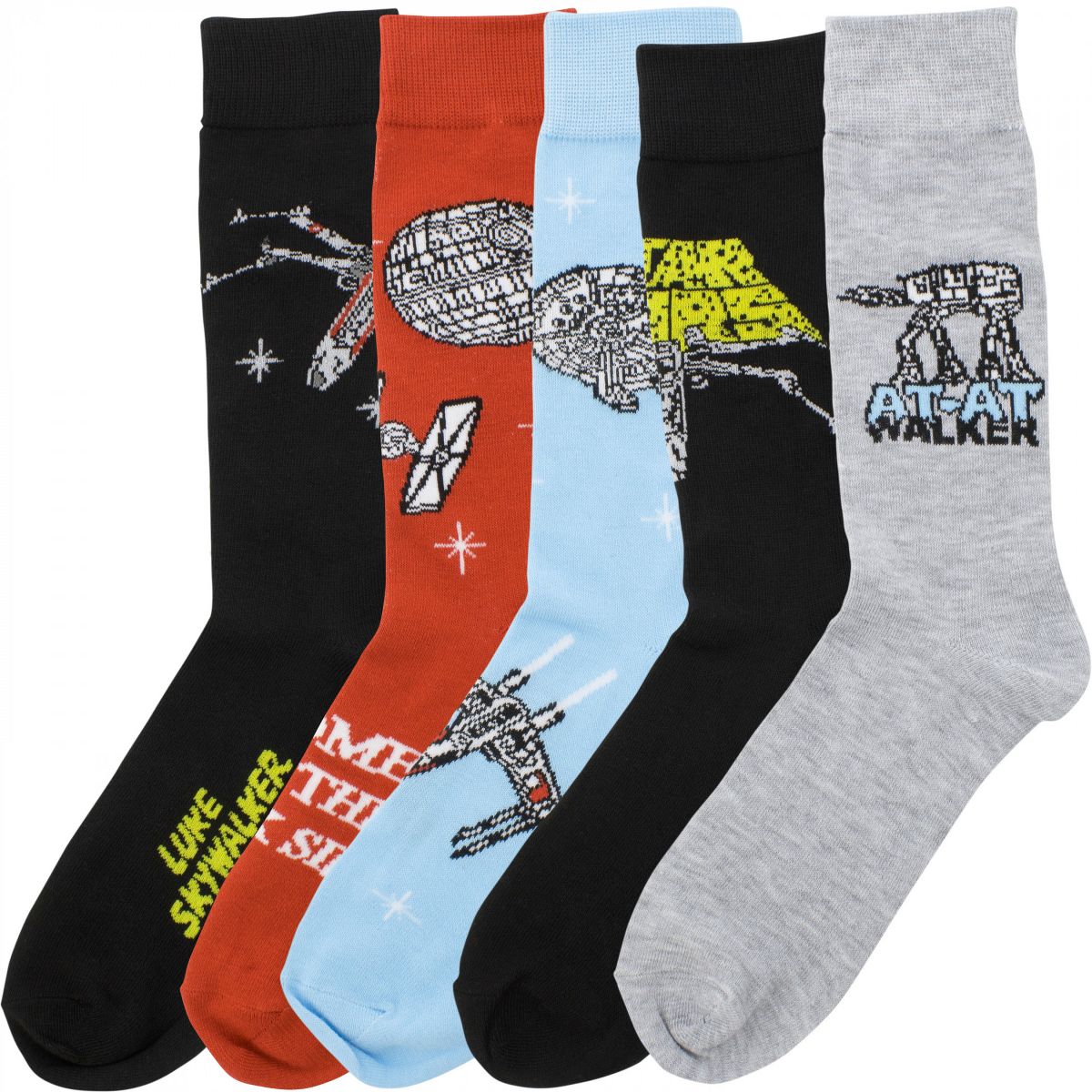 Mens Star Wars Spaceships 5-Pair Pack of Crew Socks