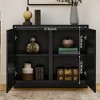 SKRAN V-shape Storage Cabinet, Wood Coffee Bar, Narrow Buffet Cabinet with Doors and Shelves, for Living Room, Entryway and Kitchen - 3 of 4