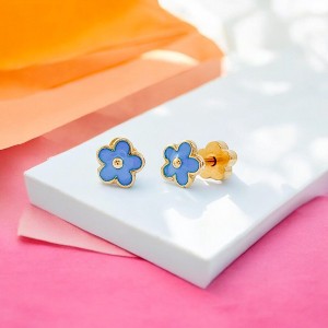 Blue Flowers Tiny Stud Earrings - 1 of 3