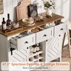 Homhougo 47.2'' Farmhouse Buffet Cabinet with Sliding Barn Door, 33.4'' Tall Rustic Sideboard with 3 Drawer, Adjustable Shelf White - 3 of 4