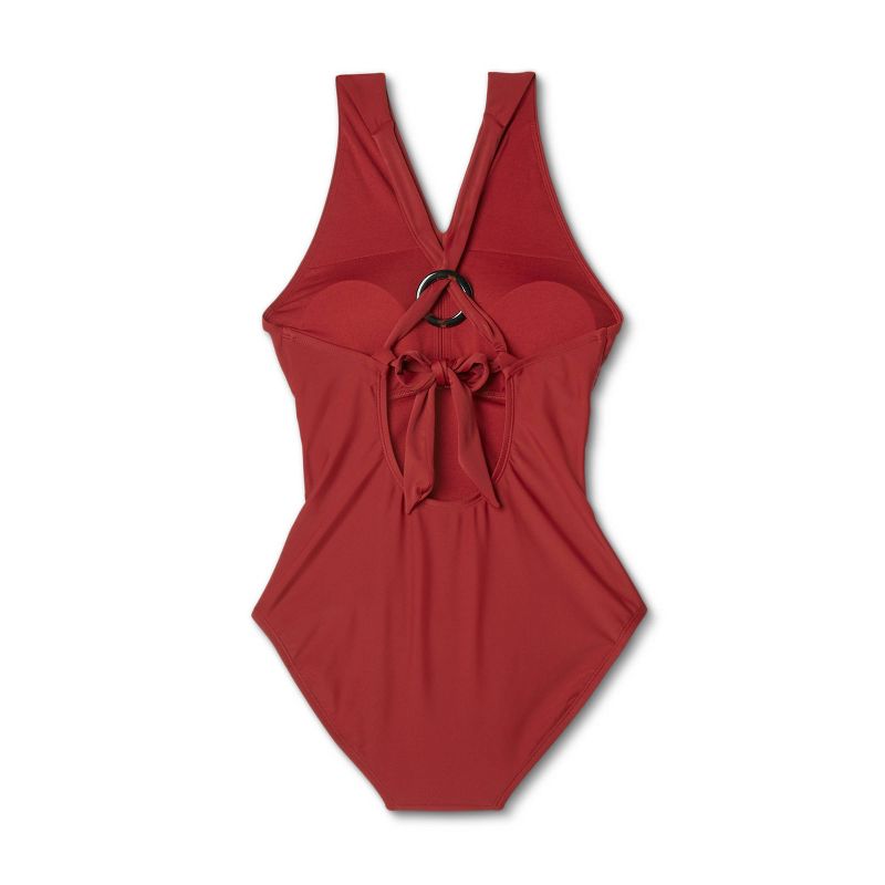 Women's Ring Crossover Ruched Full Coverage One Piece Swimsuit - Kona Sol™ Red, 2 of 3