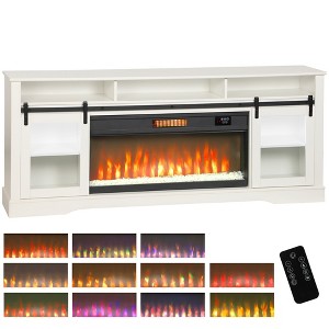 HOMCOM Fireplace TV Stand for TVs Up to 80 Inch, Entertainment Center with 36" Electric Fireplace, TV Console with Open Storage, Side Cabinets, White - 1 of 4