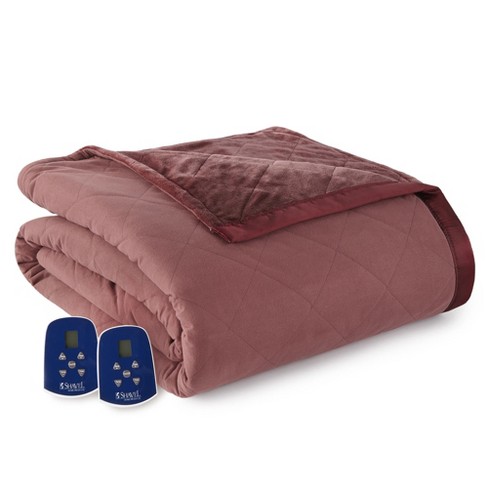 Micro Flannel Shavel High Quality Heating Technology Ultra Velvet Solid  Patterned Reversible Electric Blanket Queen - Merlot : Target
