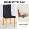 Vynxaria Set of 2 Black Velvet Dining Chairs with Gold Metal Legs - 3 of 4