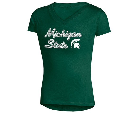 Michigan State Spartans Girls' Short Sleeve Bright Lights V-Neck T-Shirt XS