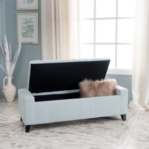 Vynxaria Light Sky Storage Ottoman - Stylish & Functional Organizer - 1 of 4