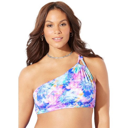 One shoulder tie online bikini top