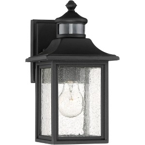 John Timberland Moray Bay Mission Outdoor Wall Light Fixture Black Motion Sensor Dusk to Dawn 11 1/2" Seedy Glass for Post Exterior Barn Deck House - 1 of 4