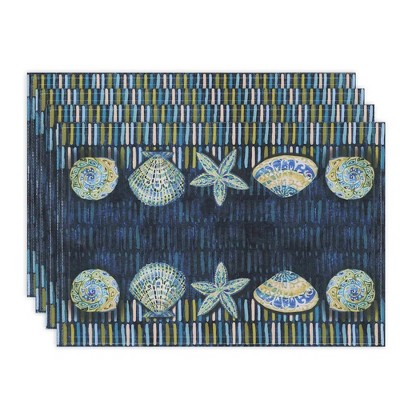 Laural Home Embellished Shells Set of 4 13" x 19" Placemats