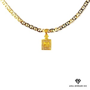 Aria Jeweler Inc Chain with Designer Gold Perfume Bottle Pendant - 1 of 4