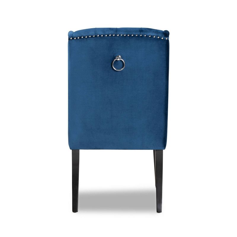 Lamont Velvet Fabric Wood Wingback Dining Chair Blue/Brown - Baxton Studio: Elegant Upholstered, Nailhead Trim, 41&#34; Height, 5 of 11