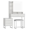 COZONY White Vanity Makeup Desk with 3-Mode Lights & Stool, 5 Drawers Vanity Table with Mirror - 2 of 4