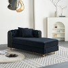 67" Comfy Chaise Lounge Chair,Velvet Chaise Sofa Tufted Back With 2Pcs Toss Pillows For Living Room,Bedroom,Apartment-Cuddlewood - 3 of 4