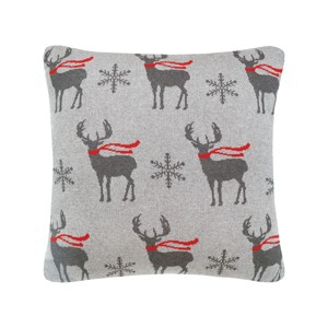 C&F Home 20" x 20" Deer Scarf Christmas Holiday Knitted Throw Pillow - 1 of 4