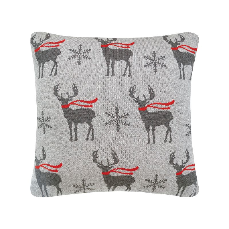 C&F Home 20" x 20" Deer Scarf Christmas Holiday Knitted Throw Pillow, 1 of 9