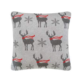 C&F Home 20" x 20" Deer Scarf Christmas Holiday Knitted Throw Pillow
